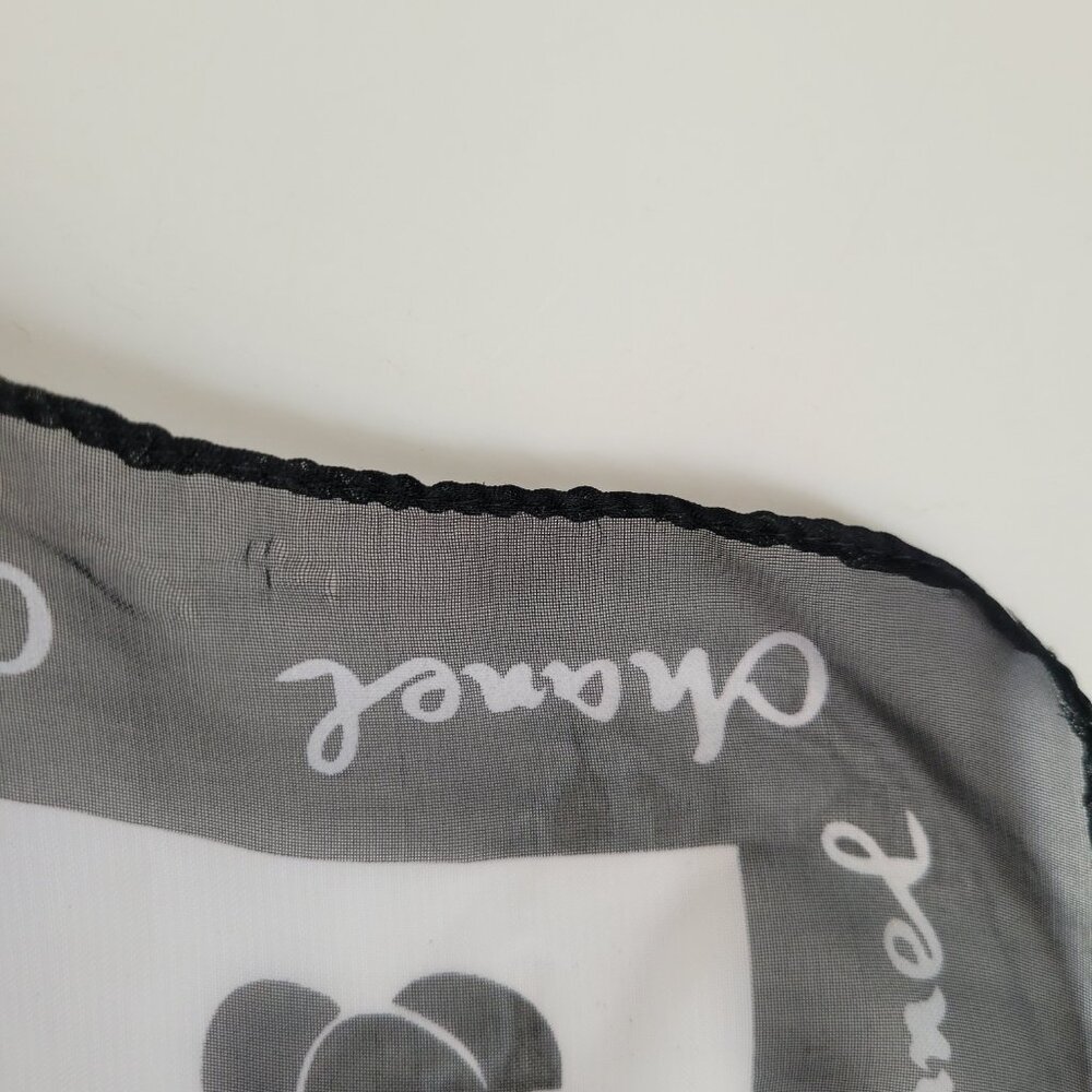Vintage Chanel Black and White 100% Silk Scarf Long Rectangular RARE 59 x 20 - Picture 16 of 16